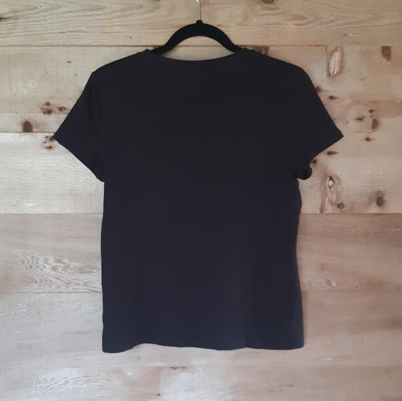 Michael Kors Gold Studded Logo Black Tee Medium - Picture 2 of 3